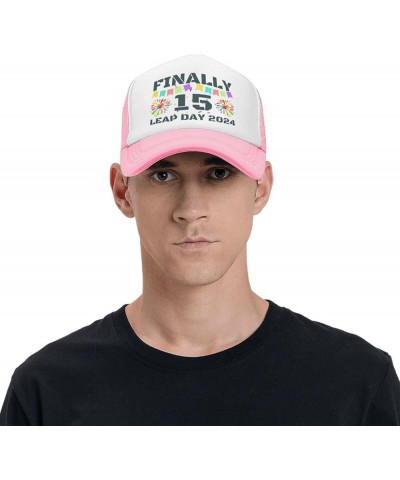 Leap-Year Hat Leap-Year 15 Finally 15 Years Old Hat 2024 Birthday Hunting Mesh Cap Trucker Hat Baseball Cap Pink $9.23 Baseba...