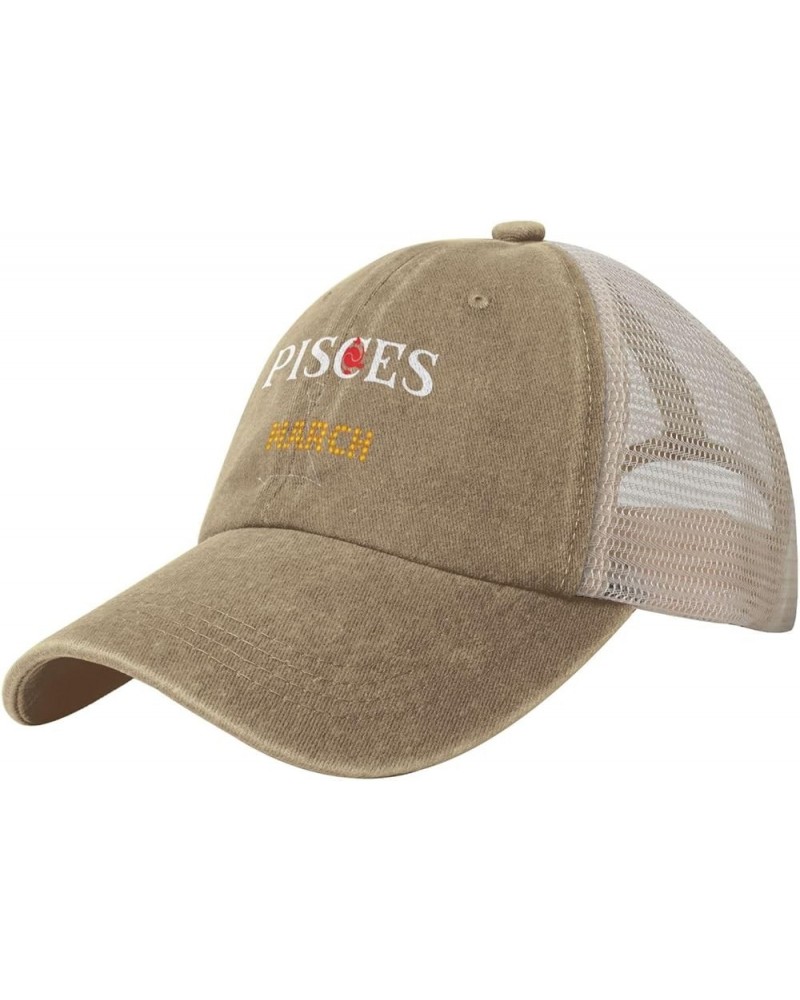 Pisces March Baseball Cap Women Men Mesh Back Hats Vintage Cowboy Hat Dad Caps Natural $13.24 Cowboy Hats