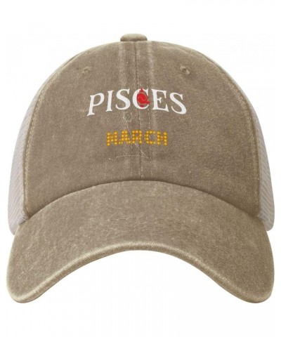 Pisces March Baseball Cap Women Men Mesh Back Hats Vintage Cowboy Hat Dad Caps Natural $13.24 Cowboy Hats