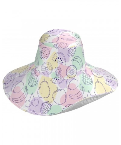 Fruits Apple Cherry Women Sun Hat Wide Brim Summer Strawberry Banana Beach Hat Reversible Foldable Chin Strap UV Protection H...