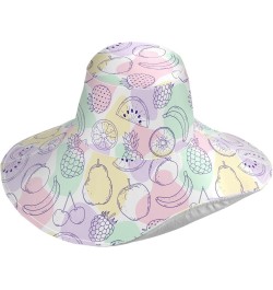 Fruits Apple Cherry Women Sun Hat Wide Brim Summer Strawberry Banana Beach Hat Reversible Foldable Chin Strap UV Protection H...