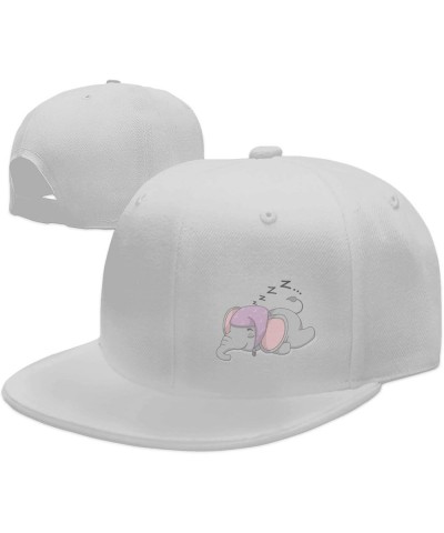 Cute Cartoon Elephant Sleeping Snapback Hat Baseball Cap for Men Women Hip Hop Style Flat-Brimmed Hats White $11.55 Baseball ...