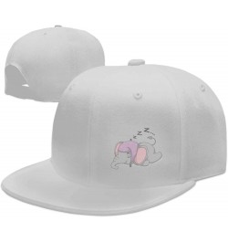 Cute Cartoon Elephant Sleeping Snapback Hat Baseball Cap for Men Women Hip Hop Style Flat-Brimmed Hats White $11.55 Baseball ...