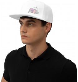 Cute Cartoon Elephant Sleeping Snapback Hat Baseball Cap for Men Women Hip Hop Style Flat-Brimmed Hats White $11.55 Baseball ...