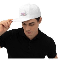 Cute Cartoon Elephant Sleeping Snapback Hat Baseball Cap for Men Women Hip Hop Style Flat-Brimmed Hats White $11.55 Baseball ...