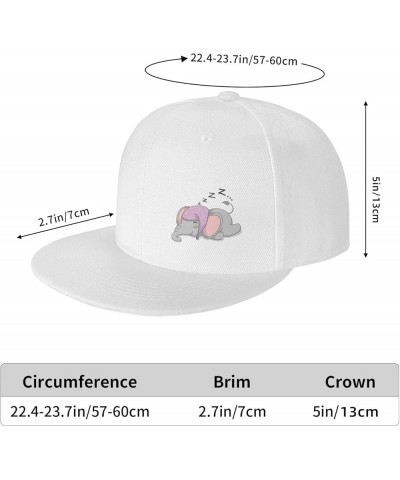 Cute Cartoon Elephant Sleeping Snapback Hat Baseball Cap for Men Women Hip Hop Style Flat-Brimmed Hats White $11.55 Baseball ...