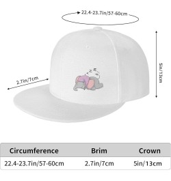 Cute Cartoon Elephant Sleeping Snapback Hat Baseball Cap for Men Women Hip Hop Style Flat-Brimmed Hats White $11.55 Baseball ...