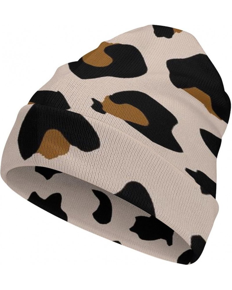 Leopard Beanie Hat Winter Full Print Knitted Hat Soft Comfortable Cap Headwear Casual Women Men Style-12 $10.35 Skullies & Be...