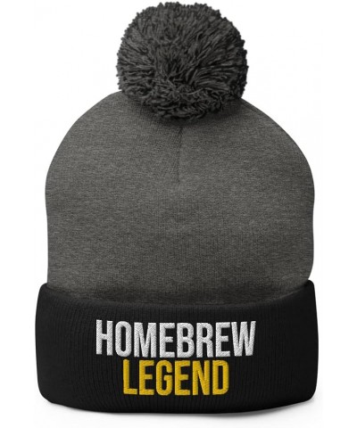 Homebrew Legend Hat (Embroidered Pom-Pom Beanie) Dark Heather Grey/ Black $23.19 Skullies & Beanies