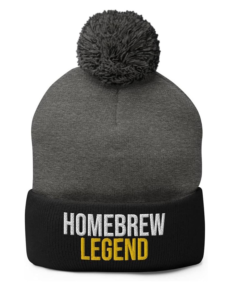 Homebrew Legend Hat (Embroidered Pom-Pom Beanie) Dark Heather Grey/ Black $23.19 Skullies & Beanies