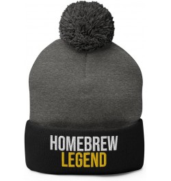 Homebrew Legend Hat (Embroidered Pom-Pom Beanie) Dark Heather Grey/ Black $23.19 Skullies & Beanies