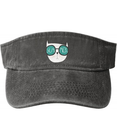 Funny Hand Painted Cat Sun Hat Sun Visor Hats for Women Men Baseball Cap Golf Hats Deep Heather $10.18 Sun Hats