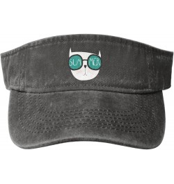 Funny Hand Painted Cat Sun Hat Sun Visor Hats for Women Men Baseball Cap Golf Hats Deep Heather $10.18 Sun Hats