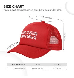 Life is Better with Dogs Hat Trucker Mesh Baseball Cap Men Women Red $11.33 Baseball Caps