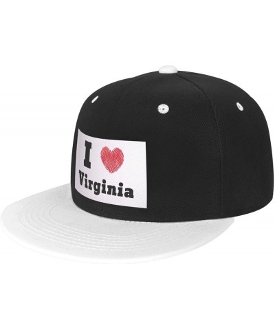 I Love Virginia Snapback Hat Flat Brim Hats Hip Hop Style Baseball Cap for Men Women White $13.32 Baseball Caps