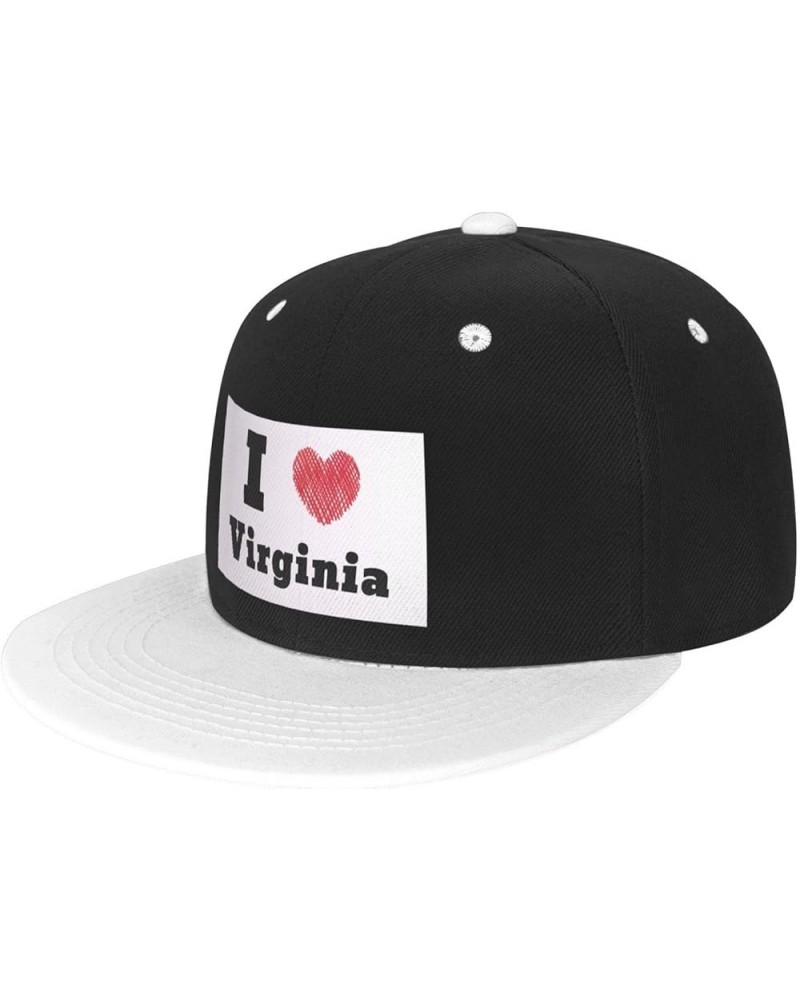 I Love Virginia Snapback Hat Flat Brim Hats Hip Hop Style Baseball Cap for Men Women White $13.32 Baseball Caps