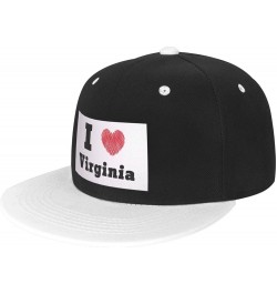 I Love Virginia Snapback Hat Flat Brim Hats Hip Hop Style Baseball Cap for Men Women White $13.32 Baseball Caps