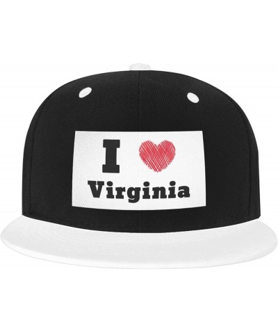 I Love Virginia Snapback Hat Flat Brim Hats Hip Hop Style Baseball Cap for Men Women White $13.32 Baseball Caps