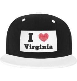 I Love Virginia Snapback Hat Flat Brim Hats Hip Hop Style Baseball Cap for Men Women White $13.32 Baseball Caps