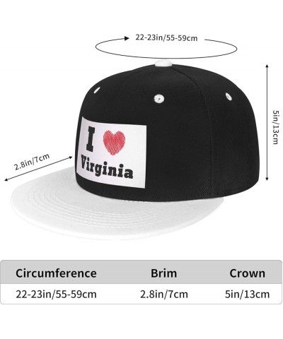 I Love Virginia Snapback Hat Flat Brim Hats Hip Hop Style Baseball Cap for Men Women White $13.32 Baseball Caps