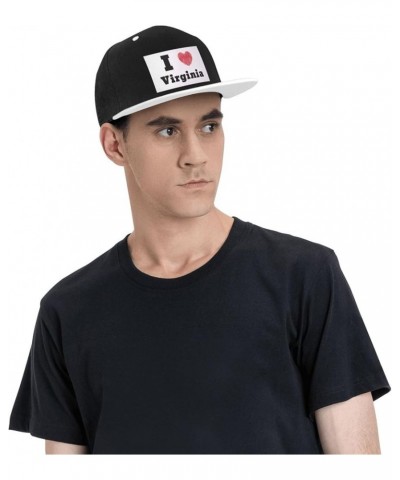 I Love Virginia Snapback Hat Flat Brim Hats Hip Hop Style Baseball Cap for Men Women White $13.32 Baseball Caps