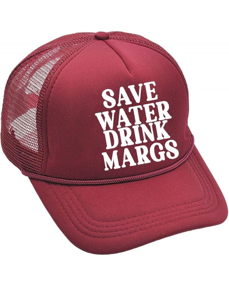 Save Water Drink Margs Trucker Hat Adjustable Baseball Cap for Womens Preppy Hats Street Wear Hat Plain Trucker Hats Wine $6....