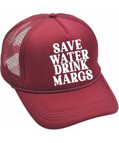 Save Water Drink Margs Trucker Hat Adjustable Baseball Cap for Womens Preppy Hats Street Wear Hat Plain Trucker Hats Wine $6....