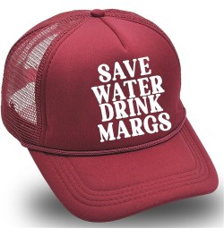 Save Water Drink Margs Trucker Hat Adjustable Baseball Cap for Womens Preppy Hats Street Wear Hat Plain Trucker Hats Wine $6....