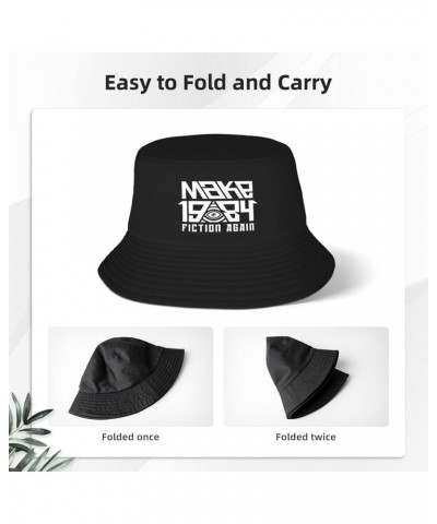 1984 Fiction Again Bucket Hat for Women Men Funny Fisherman Cap Packable Balck Summer Sun Hat Black $9.08 Bucket Hats