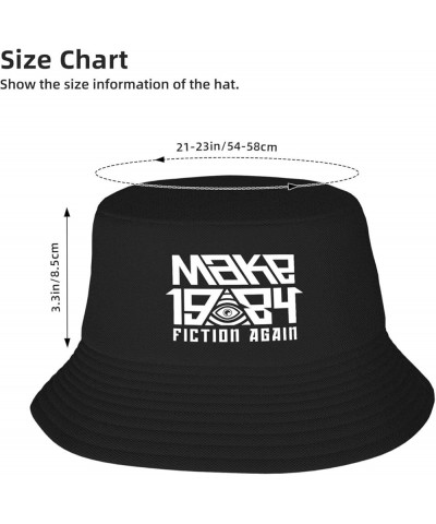 1984 Fiction Again Bucket Hat for Women Men Funny Fisherman Cap Packable Balck Summer Sun Hat Black $9.08 Bucket Hats