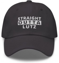 Straight Outta Lutz Hat Florida (Embroidered Dad Cap) Dark Grey $17.13 Baseball Caps