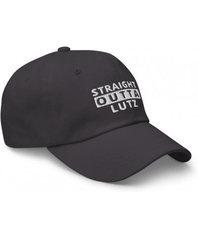 Straight Outta Lutz Hat Florida (Embroidered Dad Cap) Dark Grey $17.13 Baseball Caps