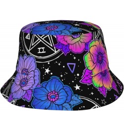 Fantasy Symbols and Flowers Bucket Hats Fashion Sun Cap Outdoor Fisherman Hat Everyday Style for Women and Men Black $11.01 B...