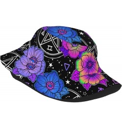 Fantasy Symbols and Flowers Bucket Hats Fashion Sun Cap Outdoor Fisherman Hat Everyday Style for Women and Men Black $11.01 B...