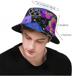 Fantasy Symbols and Flowers Bucket Hats Fashion Sun Cap Outdoor Fisherman Hat Everyday Style for Women and Men Black $11.01 B...