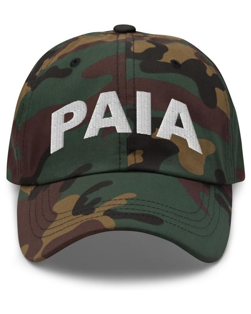 Paia Hawaii Hat Paia Cap Embroidered Dad Hat Adjustable Strap Closure Unisex Green Camo $19.60 Baseball Caps