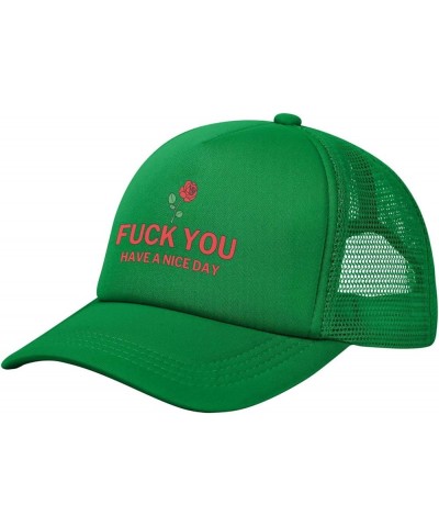 Fuck You Have A Nice Day Mesh Hat Black Baseball Cap for Men Women Trucker Hat Green $13.63 Baseball Caps