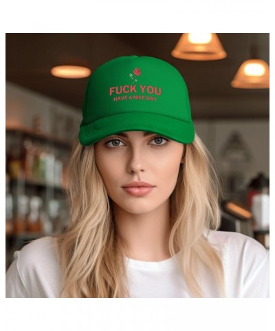 Fuck You Have A Nice Day Mesh Hat Black Baseball Cap for Men Women Trucker Hat Green $13.63 Baseball Caps