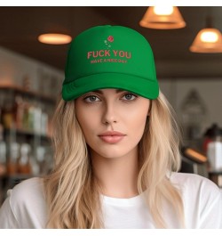 Fuck You Have A Nice Day Mesh Hat Black Baseball Cap for Men Women Trucker Hat Green $13.63 Baseball Caps