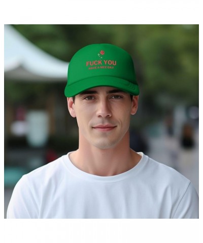 Fuck You Have A Nice Day Mesh Hat Black Baseball Cap for Men Women Trucker Hat Green $13.63 Baseball Caps