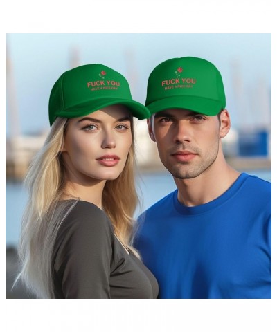 Fuck You Have A Nice Day Mesh Hat Black Baseball Cap for Men Women Trucker Hat Green $13.63 Baseball Caps