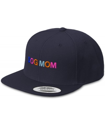 Snapback Hats for Men & Women Dog Mom Dogs Acrylic Flat Bill Baseball Cap Navy Design Only $17.84 Baseball Caps