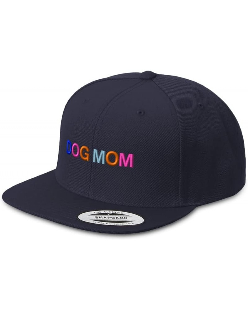 Snapback Hats for Men & Women Dog Mom Dogs Acrylic Flat Bill Baseball Cap Navy Design Only $17.84 Baseball Caps