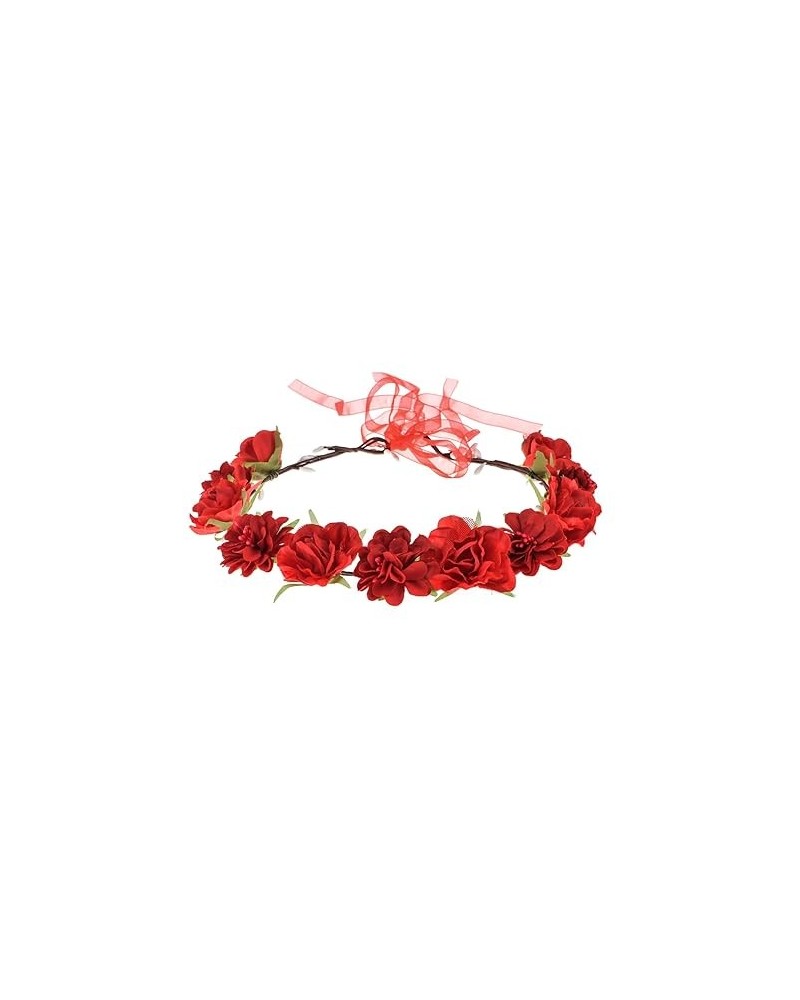 Women Flower Headband Bridal Floral Crown Wreath Girls BOHO Garland Halo (Pink) Red $7.55 Headbands