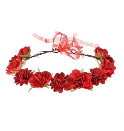 Women Flower Headband Bridal Floral Crown Wreath Girls BOHO Garland Halo (Pink) Red $7.55 Headbands