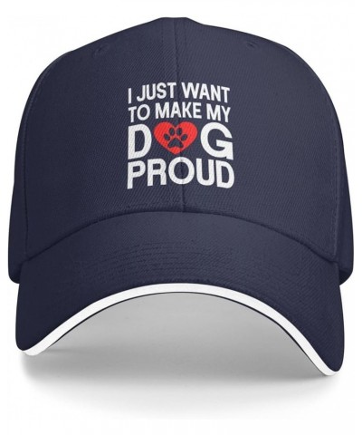 I Just Wants to Make My Dog Prouds Hat Adjustable Funny Sandwich Baseball Cap Curved Visor Men Women Navy Blue $10.75 Basebal...