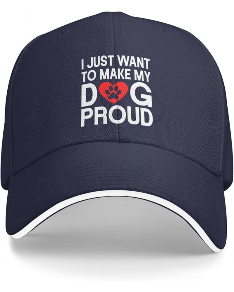 I Just Wants to Make My Dog Prouds Hat Adjustable Funny Sandwich Baseball Cap Curved Visor Men Women Navy Blue $10.75 Basebal...