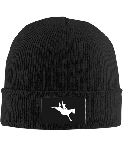 Cowboy Horse Rider Knit Cap Men Women Winter Warm Knit Beanie Black Black $12.81 Skullies & Beanies