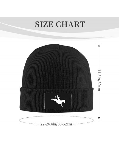 Cowboy Horse Rider Knit Cap Men Women Winter Warm Knit Beanie Black Black $12.81 Skullies & Beanies