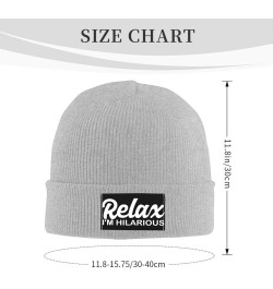 Relax Im Hilarious Hat Beanie Cuffed Skull Knit Cap Black Chemo Caps Cold Weather Hats for Men Women Gray $11.11 Skullies & B...